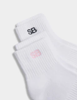 Sweaty Betty 2pk Logo Cotton Rich Ankle High Socks -Marks and Spencer Shop 2pk Logo Cotton Rich Ankle High Socks 2