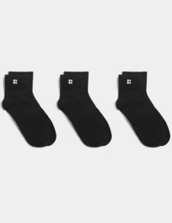 Sweaty Betty 3pk Essentials Cotton Rich Ankle Socks -Marks and Spencer Shop 3pk essentials cotton rich ankle socks 2