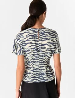 Whistles Animal Print Shirred Detail Blouse -Marks and Spencer Shop Animal Print Shirred Detail Blouse 2