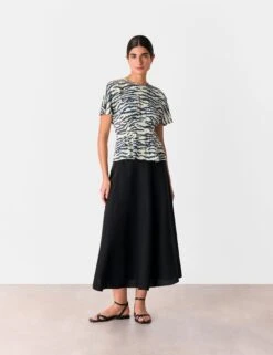 Whistles Animal Print Shirred Detail Blouse