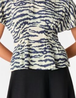 Whistles Animal Print Shirred Detail Blouse -Marks and Spencer Shop Animal Print Shirred Detail Blouse 3