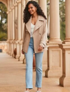 Belted Double Breasted Short Trench-Style Coat -Marks and Spencer Shop Belted Double Breasted Short Trench Style Coat 3