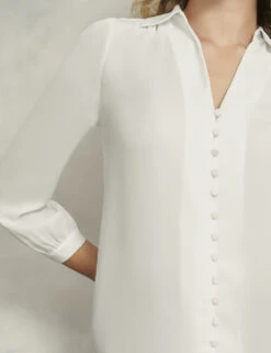 Collared Button Detail Blouson Sleeve Blouse 21 Collared Button Detail Blouson Sleeve Blouse -Marks and Spencer Shop Collared Button Detail Blouson Sleeve Blouse 3