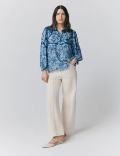 Ghost Collared Floral Button Detail Blouse -Marks and Spencer Shop Collared Floral Button Detail Blouse 1