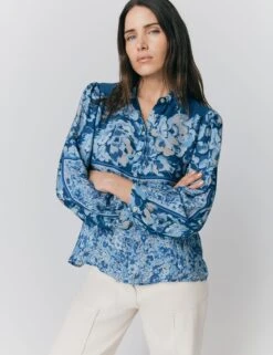 Ghost Collared Floral Button Detail Blouse -Marks and Spencer Shop Collared Floral Button Detail Blouse 4