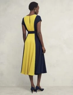 Colour Block Slash Neck Midi Waisted Dress -Marks and Spencer Shop Colour Block Slash Neck Midi Waisted Dress 2