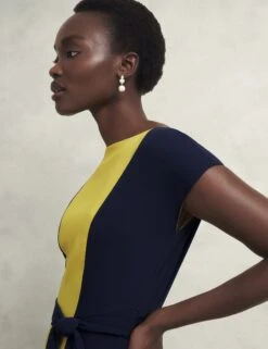 Colour Block Slash Neck Midi Waisted Dress -Marks and Spencer Shop Colour Block Slash Neck Midi Waisted Dress 3