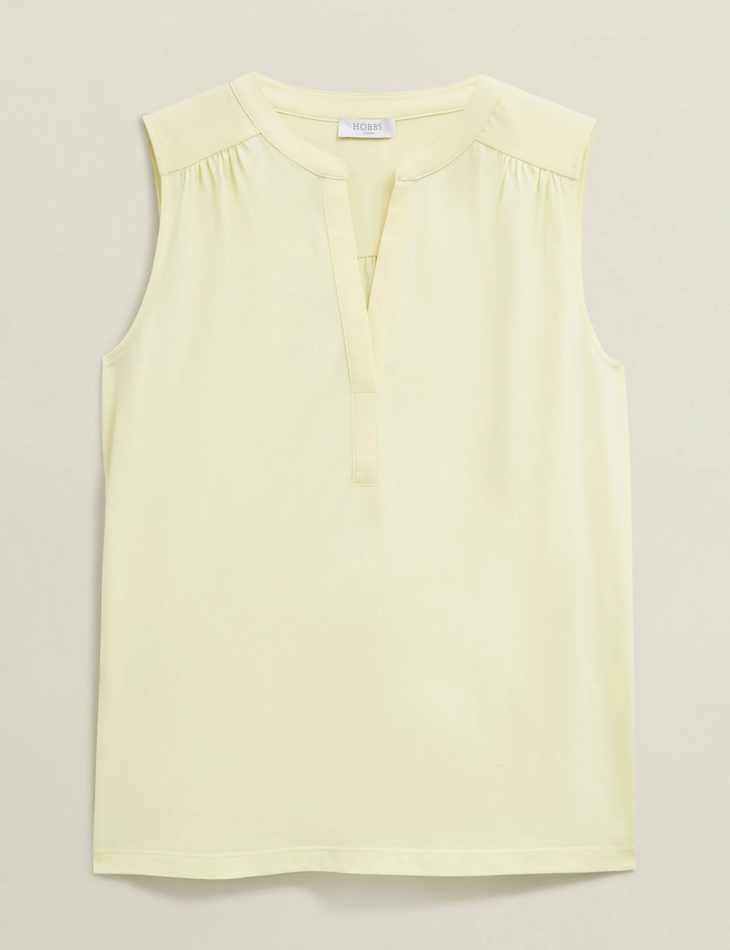 Cotton Blend Collarless Notch Neck Sleeveless Blouse 4 Cotton Blend Collarless Notch Neck Sleeveless Blouse - Image 2