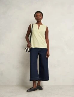 Cotton Blend Collarless Notch Neck Sleeveless Blouse 17 Cotton Blend Collarless Notch Neck Sleeveless Blouse -Marks and Spencer Shop Cotton Blend Collarless Notch Neck Sleeveless Blouse 3