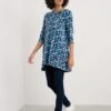 Cotton Blend Floral Scoop Neck Tunic