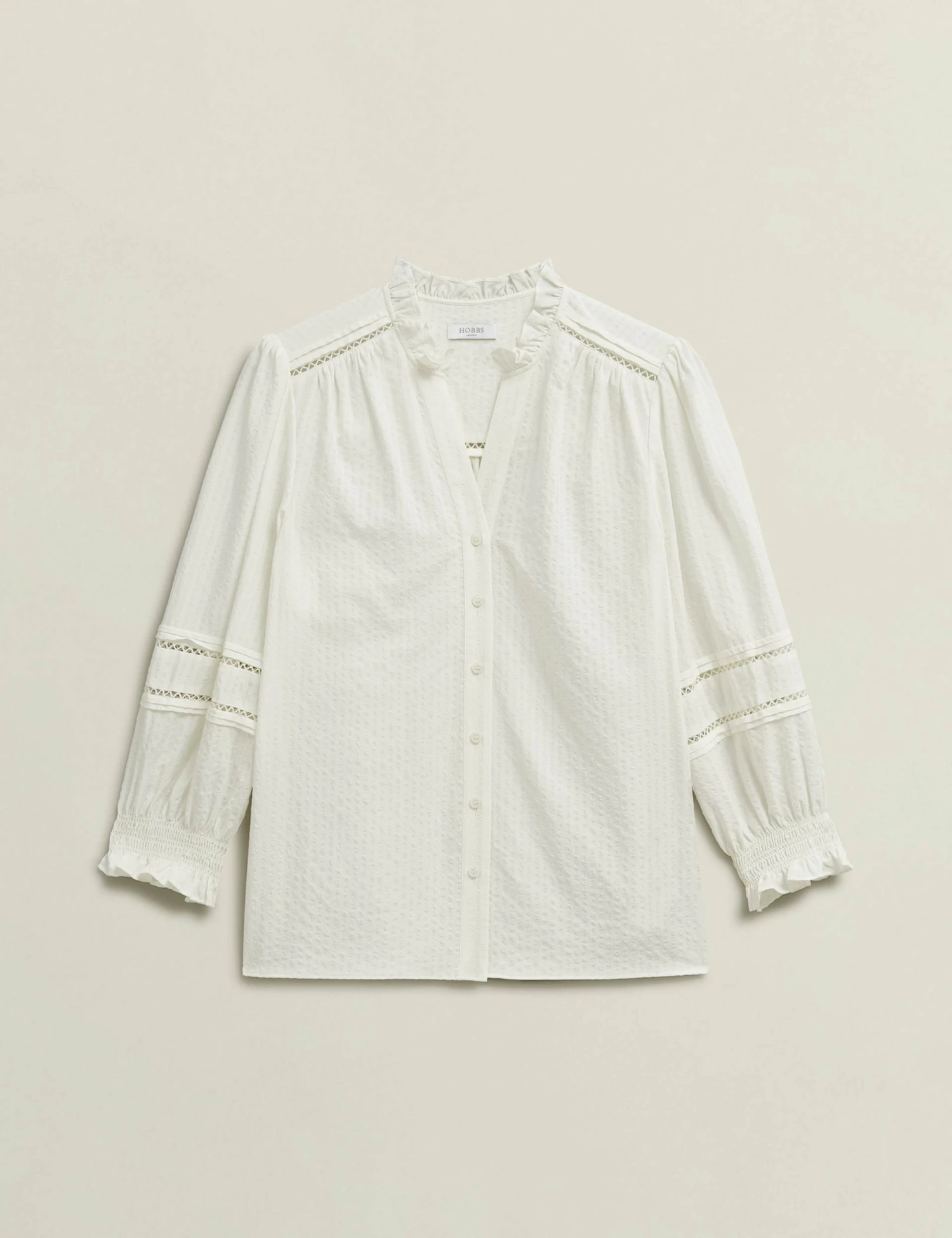 Cotton Blend Frill Detail Broderie Blouse 4 Cotton Blend Frill Detail Broderie Blouse - Image 2