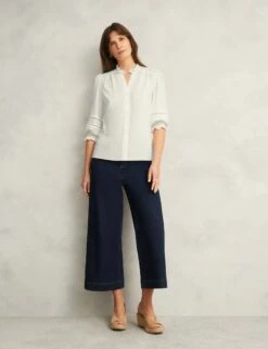 Cotton Blend Frill Detail Broderie Blouse 20 Cotton Blend Frill Detail Broderie Blouse -Marks and Spencer Shop Cotton Blend Frill Detail Broderie Blouse 2