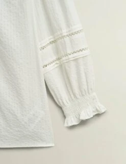 Cotton Blend Frill Detail Broderie Blouse 24 Cotton Blend Frill Detail Broderie Blouse -Marks and Spencer Shop Cotton Blend Frill Detail Broderie Blouse 6