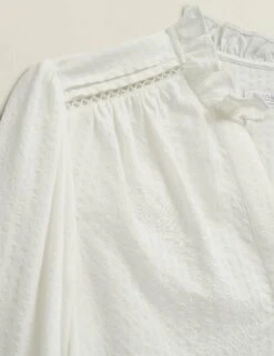 Cotton Blend Frill Detail Broderie Blouse 25 Cotton Blend Frill Detail Broderie Blouse -Marks and Spencer Shop Cotton Blend Frill Detail Broderie Blouse 7