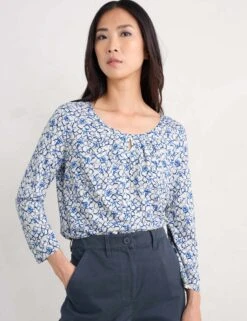 Cotton Blend Geometric Top -Marks and Spencer Shop Cotton Blend Geometric Top 2