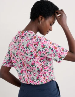 Cotton Modal Floral Relaxed Popover Blouse -Marks and Spencer Shop Cotton Modal Floral Relaxed Popover Blouse 3