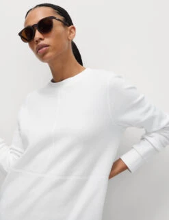 Cotton Rich Brushed Longline Sweatshirt 16 Cotton Rich Brushed Longline Sweatshirt -Marks and Spencer Shop Cotton Rich Brushed Longline Sweatshirt 3