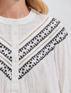 Cotton Rich Embroidered Relaxed Blouse -Marks and Spencer Shop Cotton Rich Embroidered Relaxed Blouse 4
