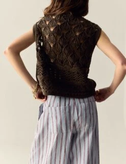 Cotton Rich Knitted Tie Front Tabard -Marks and Spencer Shop Cotton Rich Knitted Tie Front Tabard 2