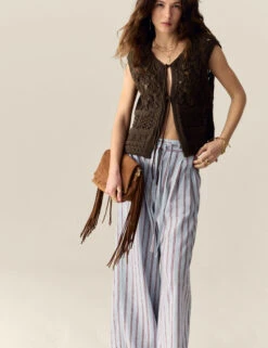 Cotton Rich Knitted Tie Front Tabard -Marks and Spencer Shop Cotton Rich Knitted Tie Front Tabard 3