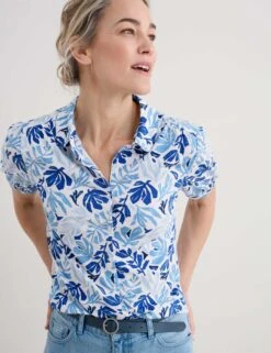Cotton Rich Leaf Print Shirt