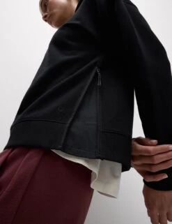 Cotton Rich Mesh Panel Relaxed Hoodie