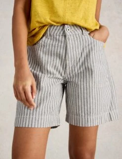 WHITE STUFF Cotton Rich Striped Denim Shorts