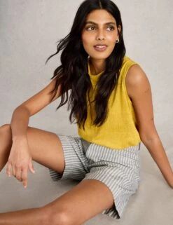 WHITE STUFF Cotton Rich Striped Denim Shorts -Marks and Spencer Shop Cotton Rich Striped Denim Shorts 4