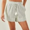 Accessorize Cotton Rich Striped Shorts With Linen 2 Accessorize Cotton Rich Striped Shorts With Linen -Marks and Spencer Shop Cotton Rich Striped Shorts with Linen