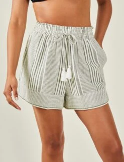 Accessorize Cotton Rich Striped Shorts With Linen