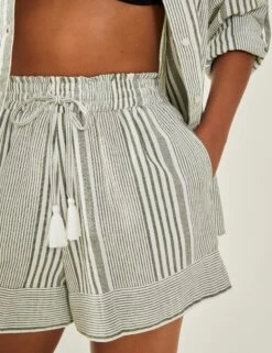 Accessorize Cotton Rich Striped Shorts With Linen -Marks and Spencer Shop Cotton Rich Striped Shorts with Linen 3