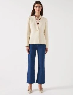 Cotton Rich Tweed Single Breasted Jacket