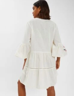 Accessorize Cotton Rich V-Neck Mini Beach Dress With Linen -Marks and Spencer Shop Cotton Rich V Neck Mini Beach Dress with Linen 2