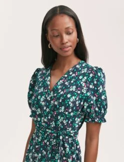 Crepe Floral V-Neck Belted Midi Tea Dress 13 Crepe Floral V-Neck Belted Midi Tea Dress -Marks and Spencer Shop Crepe Floral V Neck Belted Midi Tea Dress 3