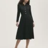 Crepe Textured Midi Shirt Dress