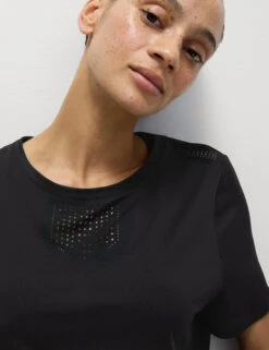 Crew Neck Laser Cut Relaxed T-Shirt