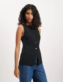 Crew Neck Longline Waistcoat -Marks and Spencer Shop Crew Neck Longline Waistcoat 2
