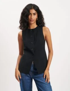 Crew Neck Longline Waistcoat