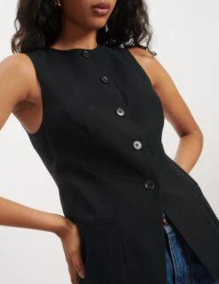 Crew Neck Longline Waistcoat -Marks and Spencer Shop Crew Neck Longline Waistcoat 3