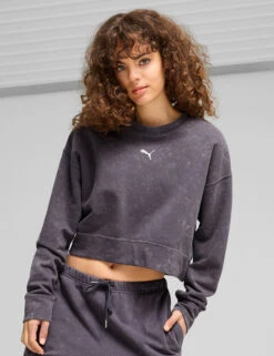 Puma Dare To Relaxed Pure Cotton Crop Sweatshirt
