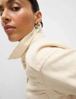 Denim Embroidered Relaxed Shacket -Marks and Spencer Shop Denim Embroidered Relaxed Shacket 4