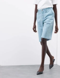 Denim High Waisted Knee Length Bermuda Shorts -Marks and Spencer Shop Denim High Waisted Knee Length Bermuda Shorts 4