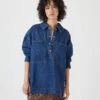 Denim Oversized Pullover Shirt -Marks and Spencer Shop Denim Oversized Pullover Shirt