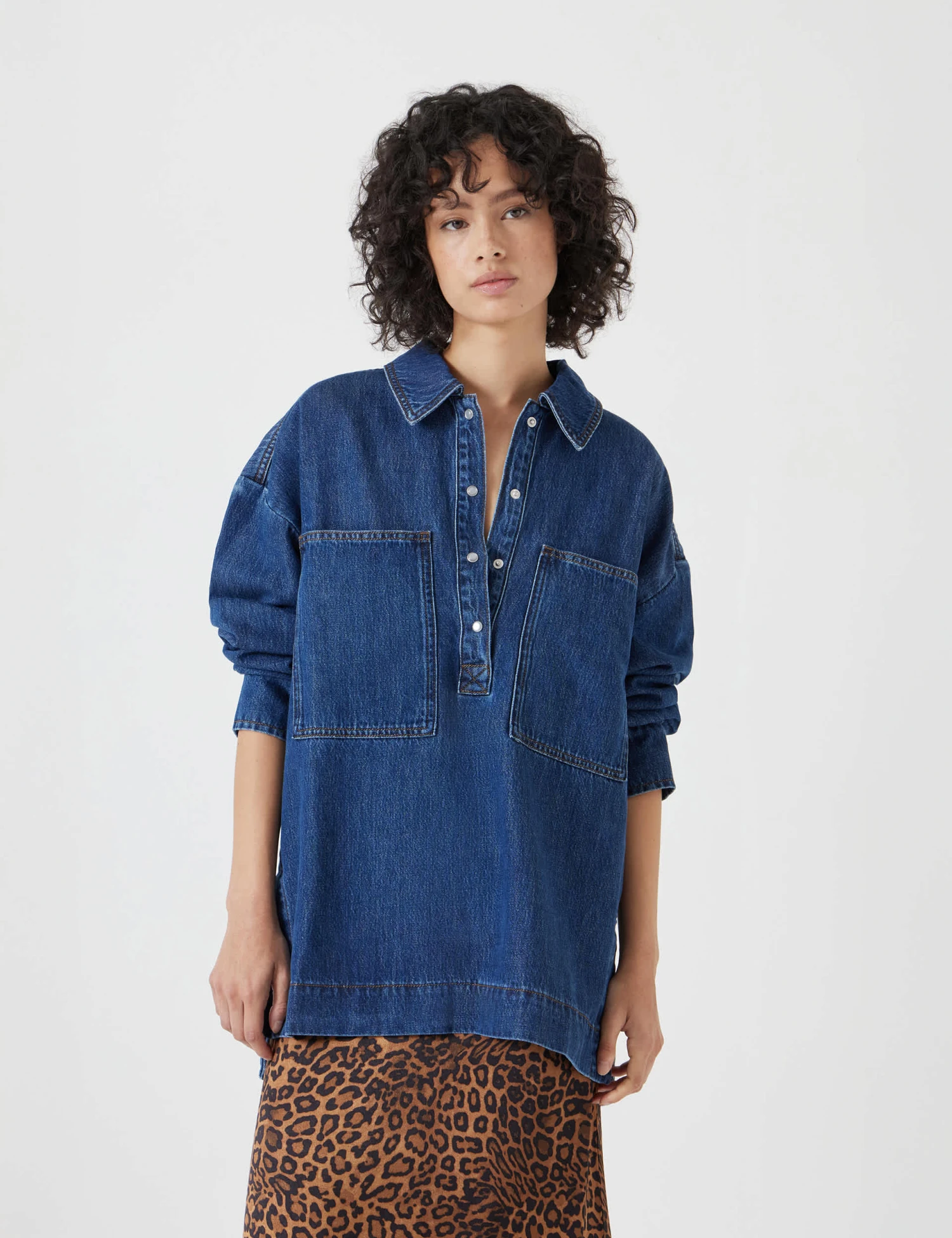 Denim Oversized Pullover Shirt 3 Denim Oversized Pullover Shirt