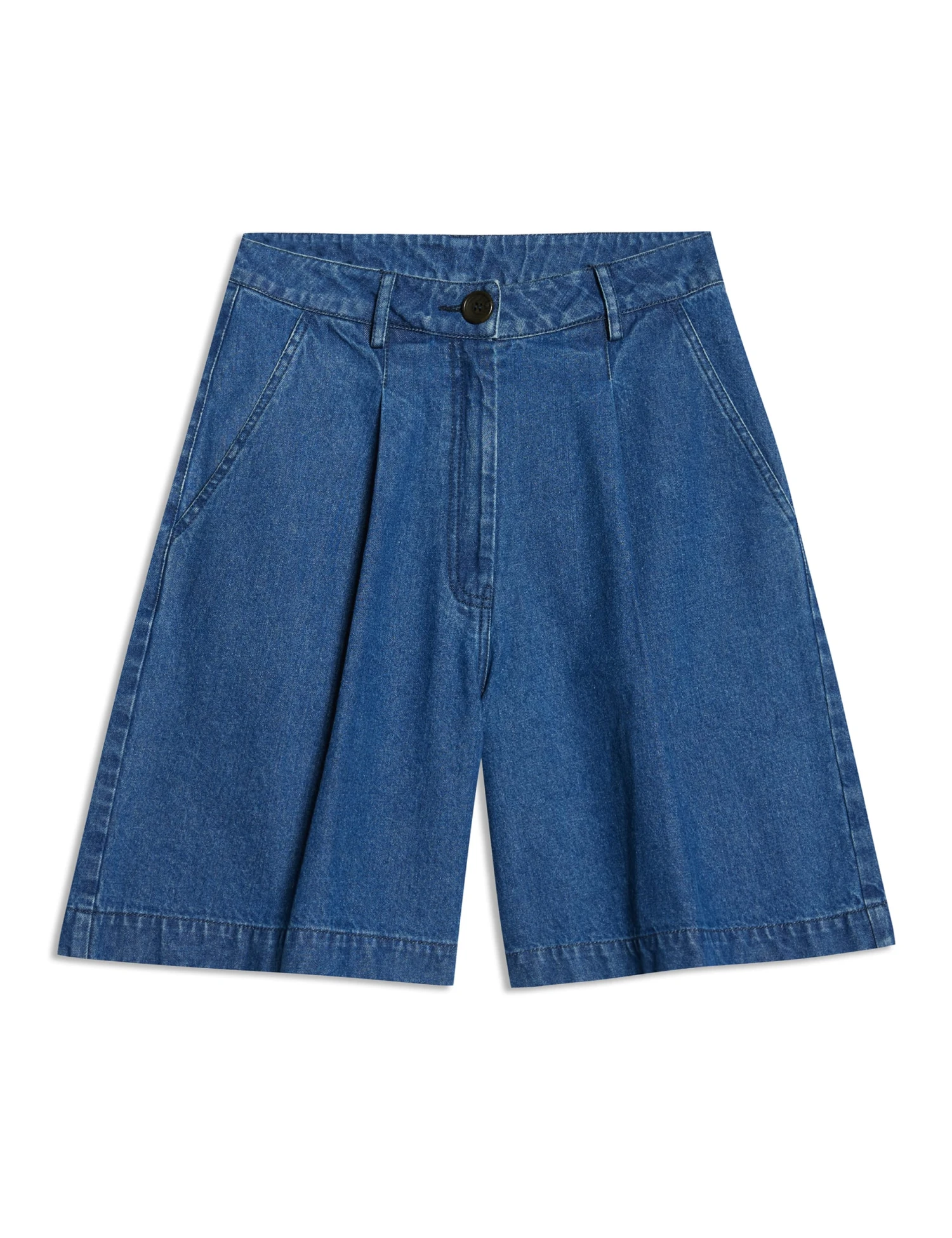 Denim Pleat Front Long Shorts 4 Denim Pleat Front Long Shorts - Image 2