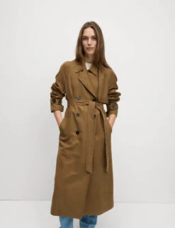 Double Breasted Longline Suedette Trench Coat -Marks and Spencer Shop Double Breasted Longline Suedette Trench Coat 3