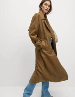 Double Breasted Longline Suedette Trench Coat -Marks and Spencer Shop Double Breasted Longline Suedette Trench Coat 4