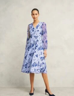 Embroidered V-Neck Midi Skater Dress -Marks and Spencer Shop Embroidered V Neck Midi Skater Dress 2