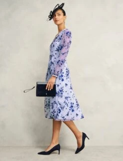 Embroidered V-Neck Midi Skater Dress -Marks and Spencer Shop Embroidered V Neck Midi Skater Dress 4