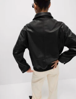 Faux Leather Relaxed Fit Jacket -Marks and Spencer Shop Faux Leather Relaxed Fit Jacket 3